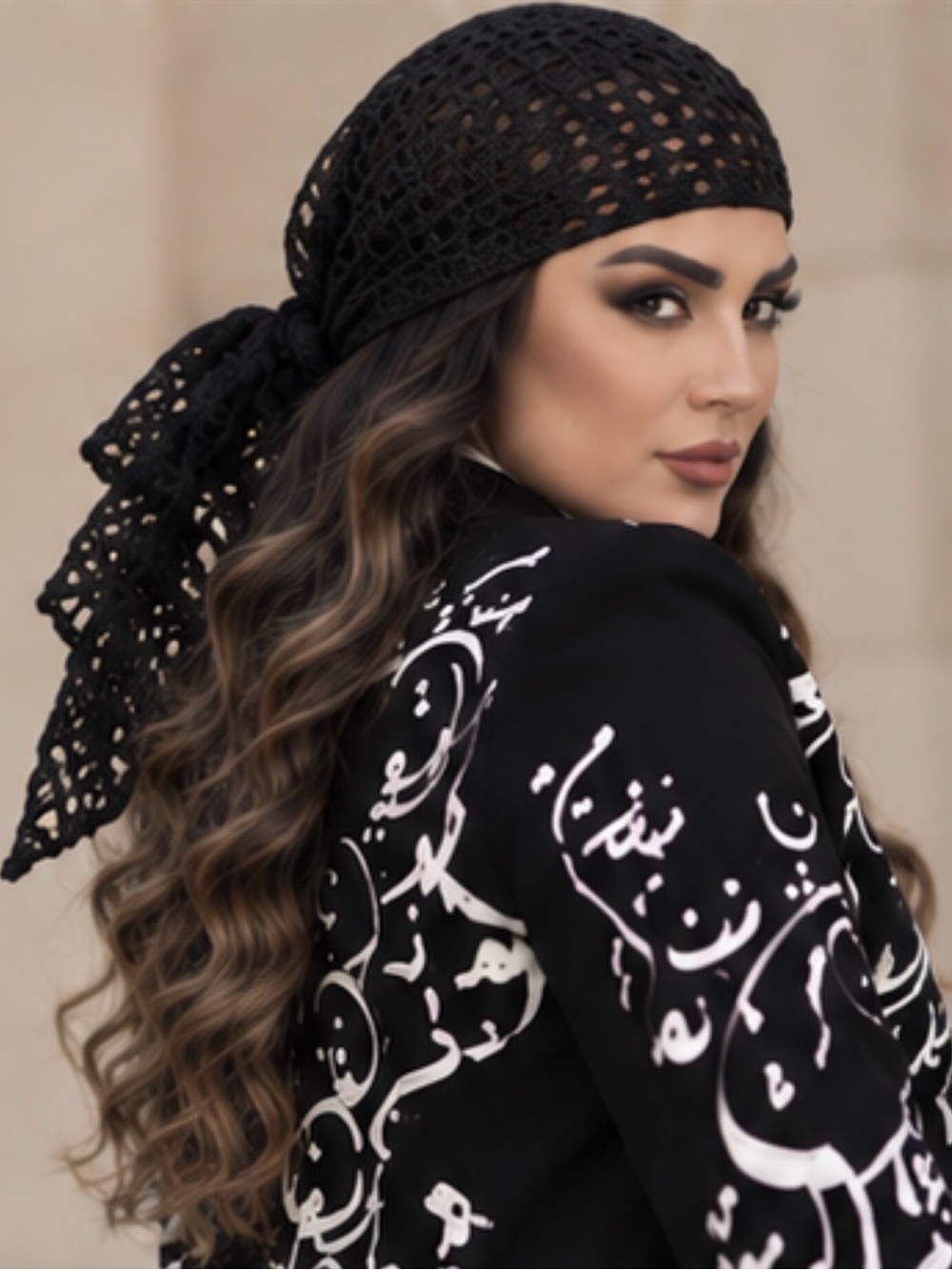 Black Crochet Hair Scarf - Women's Fashion Headwrap